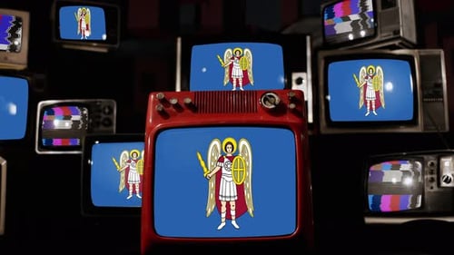 Retro Televisions Display Static and Color Bars