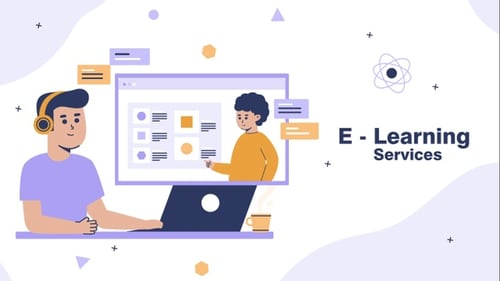 Flat Design E-Learning Services Animation with Online Tutor