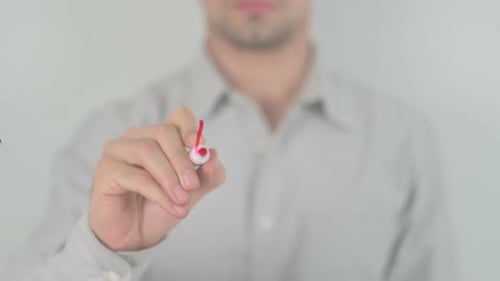 Blurred Man Writes Exit in Red Ink