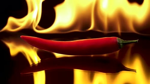 Red Chili Pepper on Fire, Spicy Food