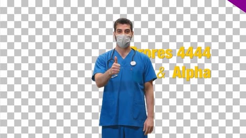 Man in Scrubs Gives Thumbs Up on Chroma Key