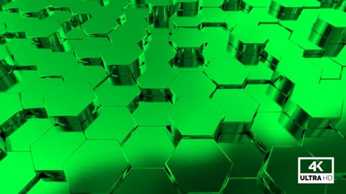 Rising & Falling Shine Green Hexagon Seamless Looping Background