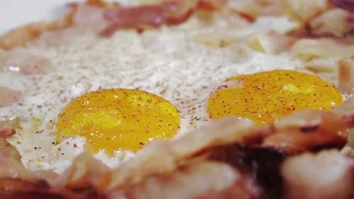 Close up of Fried Eggs and Bacon