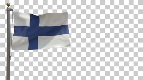 Realistic Waving Finland Flag Animation with Alpha Channel