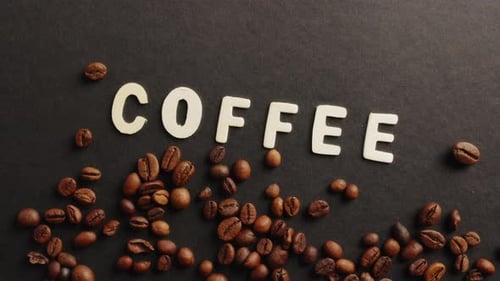 Roasted Coffee Beans Spelling the Word Coffee