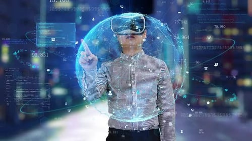 Futuristic Virtual Reality Interface with Global Network and 5G Data