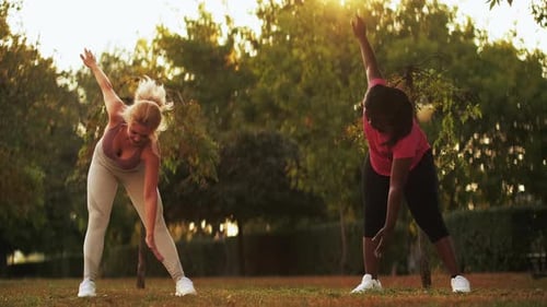 Fitness Together Park Training Happy Women Sport