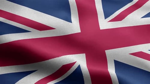 United Kingdom Union Jack Flag Waving Realistic Loop Animation