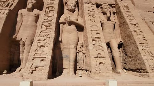 Aswan, Egypt : Great Abu Simbel temple of Pharaoh Ramses II in southern Egypt in Nubia next to Lake