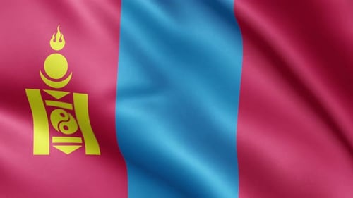 Waving Flag of Mongolia Seamless Loop Animation