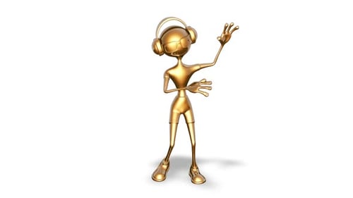 3D Gold Man Dance Looped on White