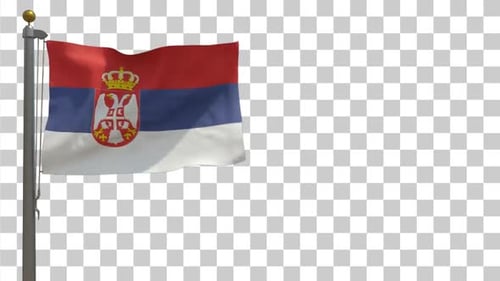 Realistic Waving Serbia Flag Animation with Alpha Channel