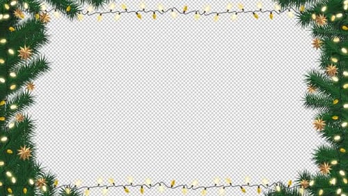 Festive Christmas Frame with Twinkling Lights and Stars