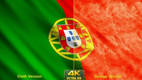 Portugal Flag Waving with Grunge Texture Animation