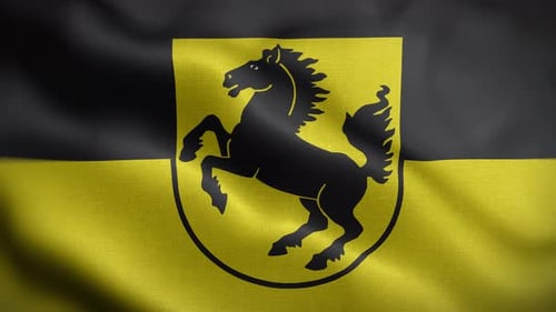 Waving Flag Animation with Rearing Horse Coat of Arms