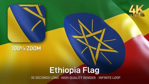 Seamless Looping Waving Ethiopian Flag Motion Background
