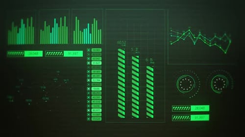 Animated Futuristic Digital Data Dashboard Display