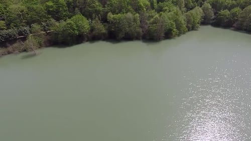 Aerial Greenish Turquoise Lake