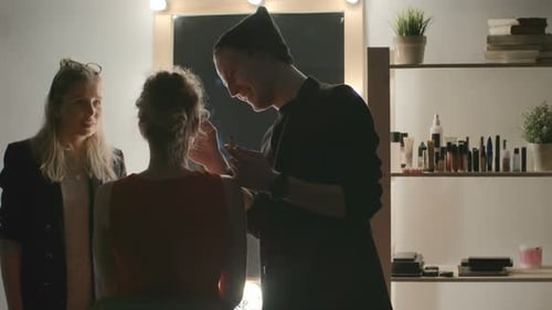 Applying Makeup on a Model