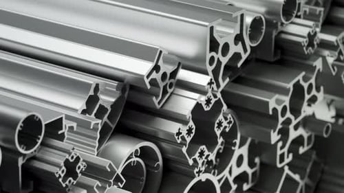 Complex lightweight extruded aluminium profiles stacked in an endless loop. 4KHD