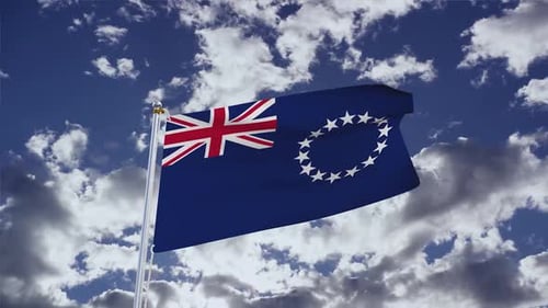 Cook Islands Flag Waving in Realistic 3D Animation