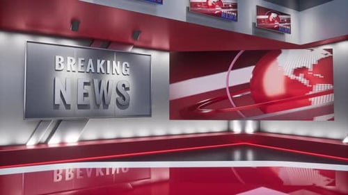 Breaking News Virtual Studio Background with Rotating Globe