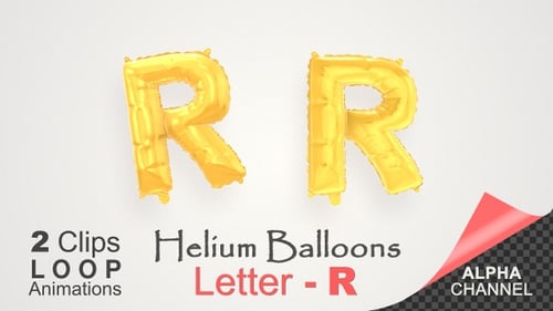 Golden Balloon Letter R Capital and Lowercase Loop Animation