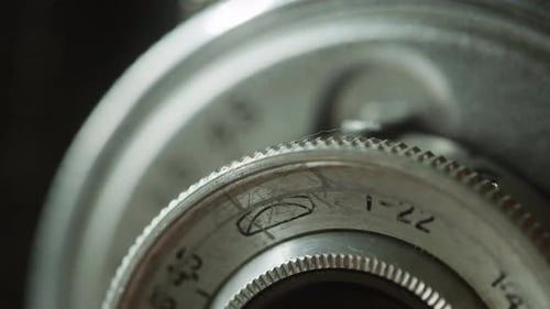 Zooming Old Camera Closeup