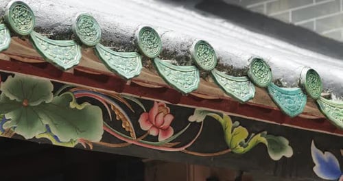 Traditional chinese building with statue