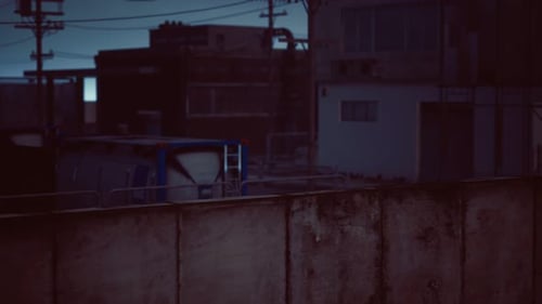 Industrial Zone in Dark Cloudy Weather