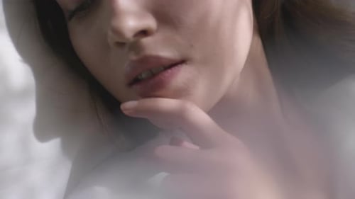 Woman Lying Down with Soft Daylight Close Up