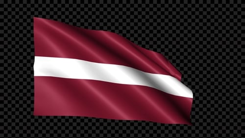 Looping Realistic Latvia Flag Waving with Transparent Background