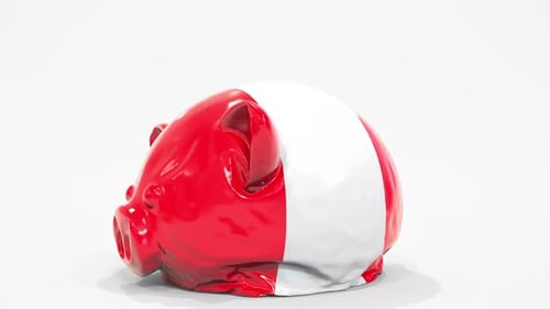 Deflating Red and White Piggy Bank Animation
