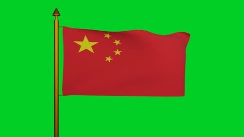 China Flag Waving on Green Screen