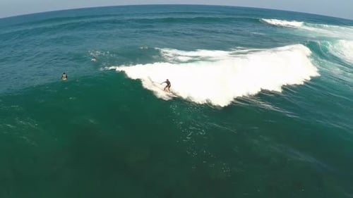 Aerial view of a wipeout sup stand-up paddleboard surfing in Hawaii