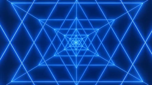Amazing Blue Color Neon Light Tunnel Animated Background