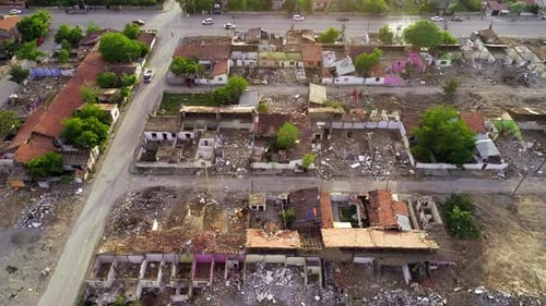 Aerial View of an Urban Ruin and Decay