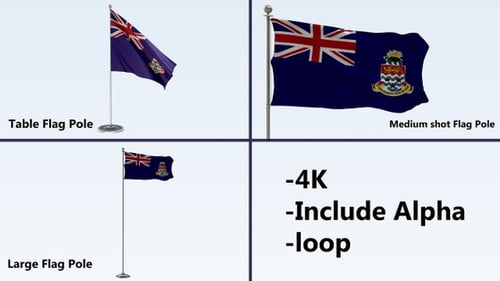 Waving Cayman Islands Flag Animation with Alpha Channel