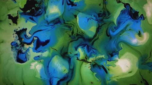 Swirling Abstract Patterns in Green, Blue and Black