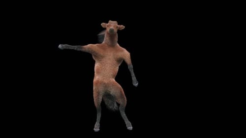 Funny Animated Furry Horse Character Dancing Loop