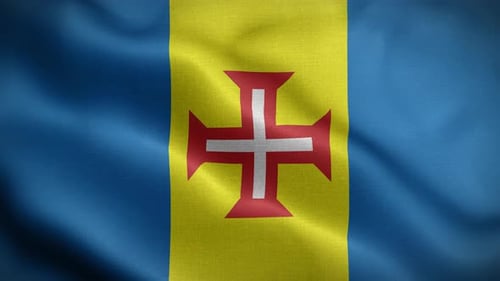 Realistic Madeira Flag Waving Seamless Loop Animation