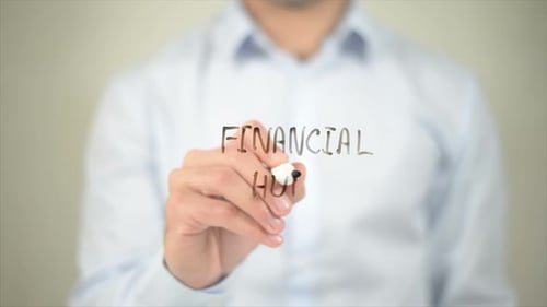 Financial Hub Writing on Transparent Screen