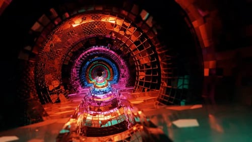 Abstract Tunnel with Abstract Shapes Fast VJ Loop Flight