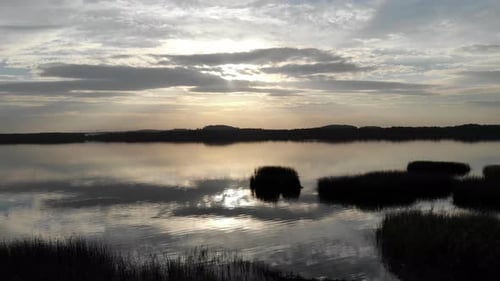 Romantic sunset by the lake