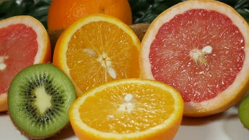 Colorful Fruit Citrus and Kiwi on the Table