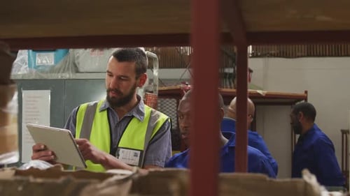 Workers discussing about the work