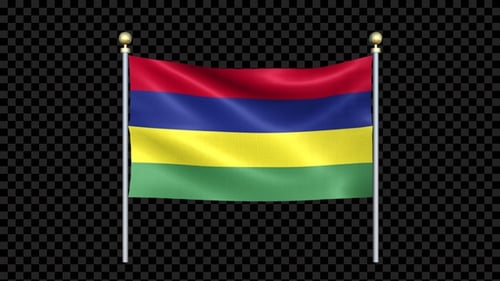 Mauritius Flag Waving Seamless Loop with Alpha Channel