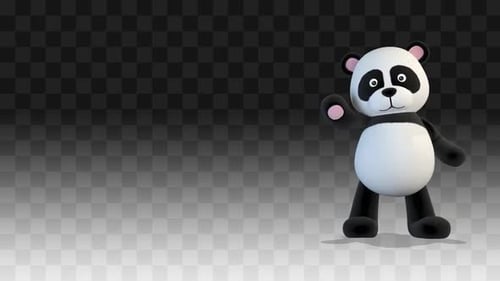 Cute 3D Panda Character Walking and Waving Animation