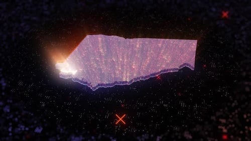 Digital Map Scan with Glowing Outline and Data Points