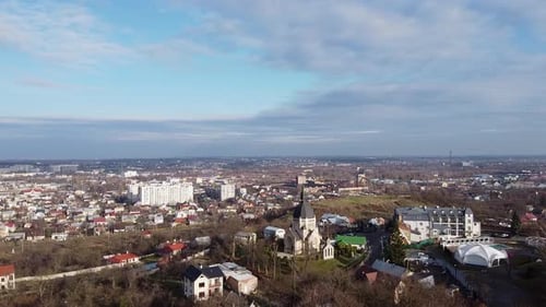 Beautiful Church in Lviv Aerial, Ukraine